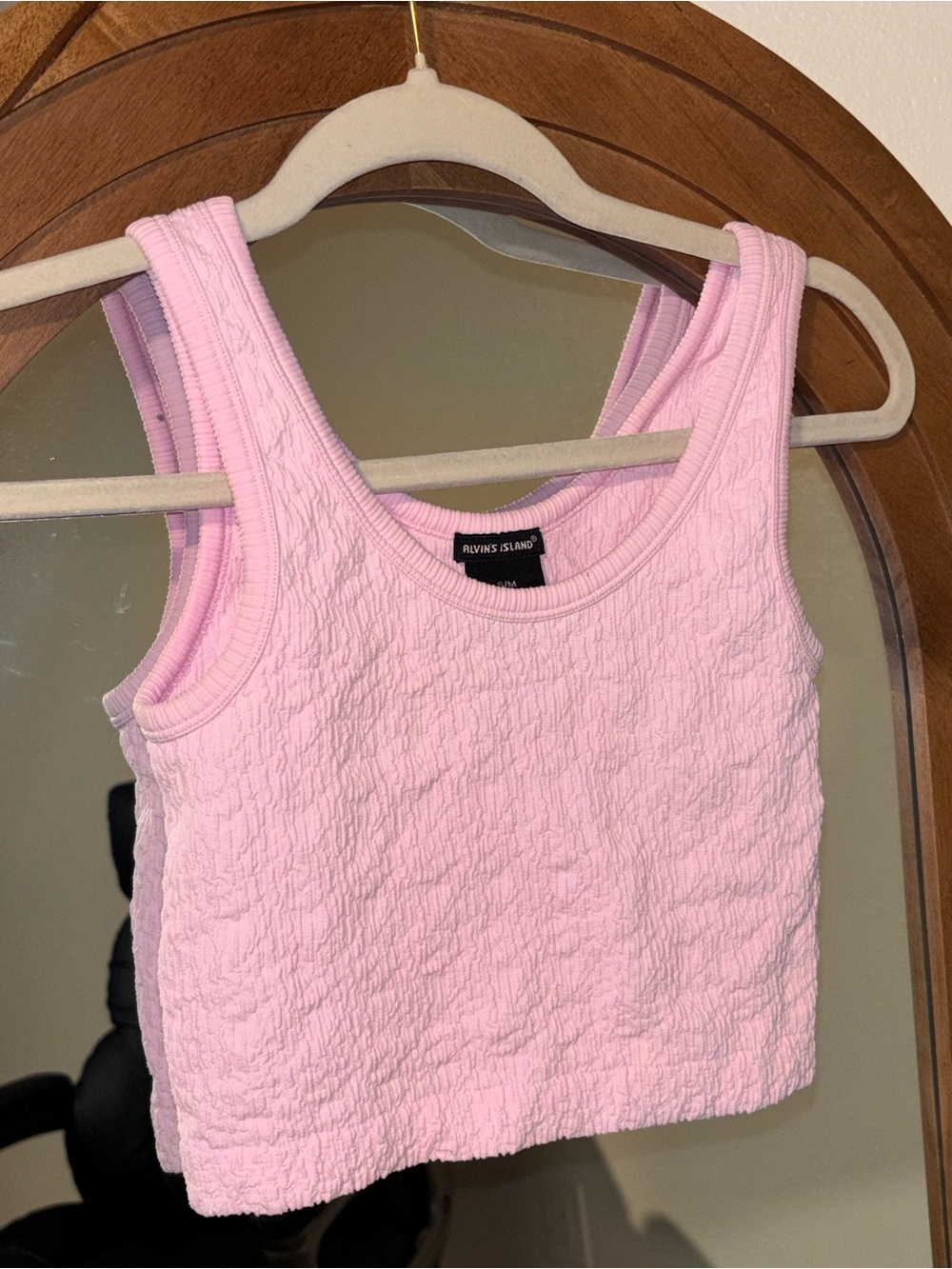 Textured Pale Pink Crop Tank Alvin’s island